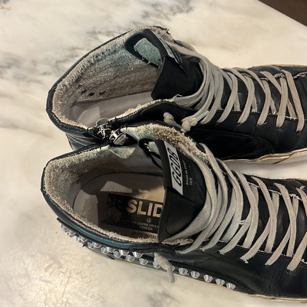 Golden Goose Black High-Top Sneakers with Silver Accents - Picture 5 of 6
